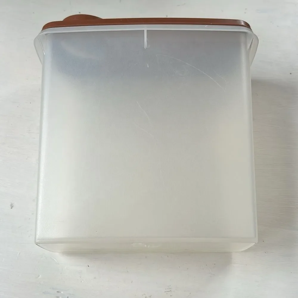 Tupperware Vintage Brown and White Storage Container